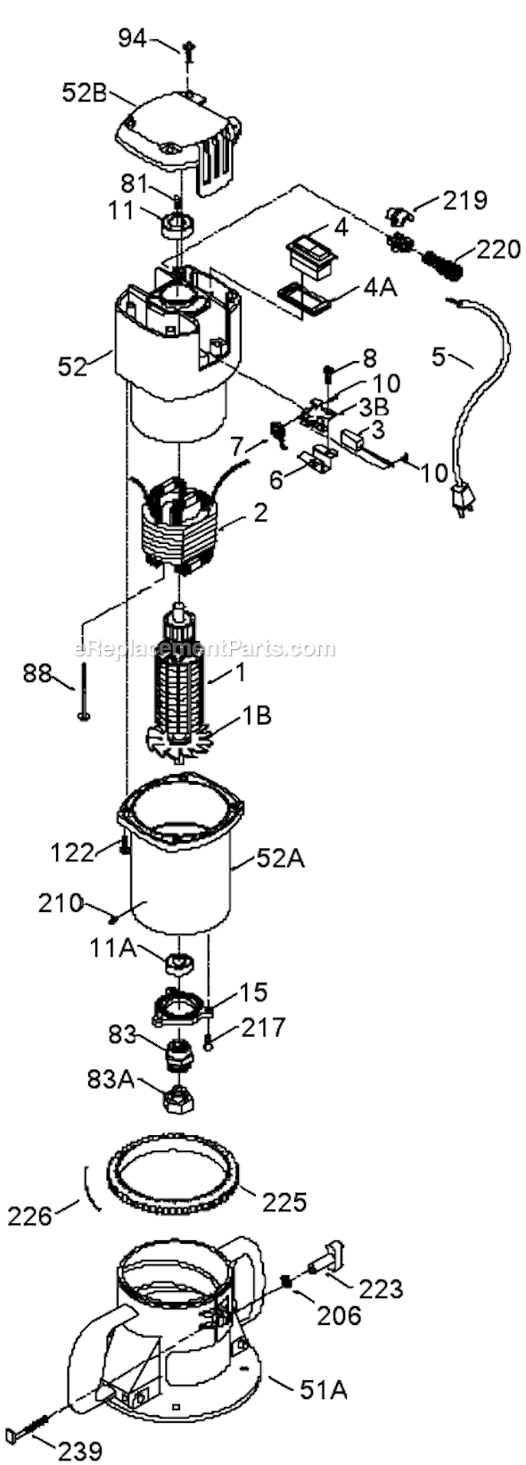 Page A Diagram and Parts List for 883799X  Porter Cable Router